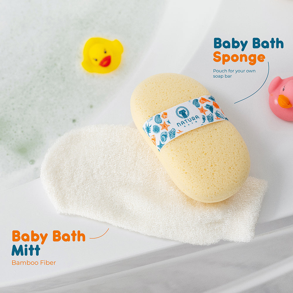 Natural Baby Sponge & Mitt Set - Hypoallergenic