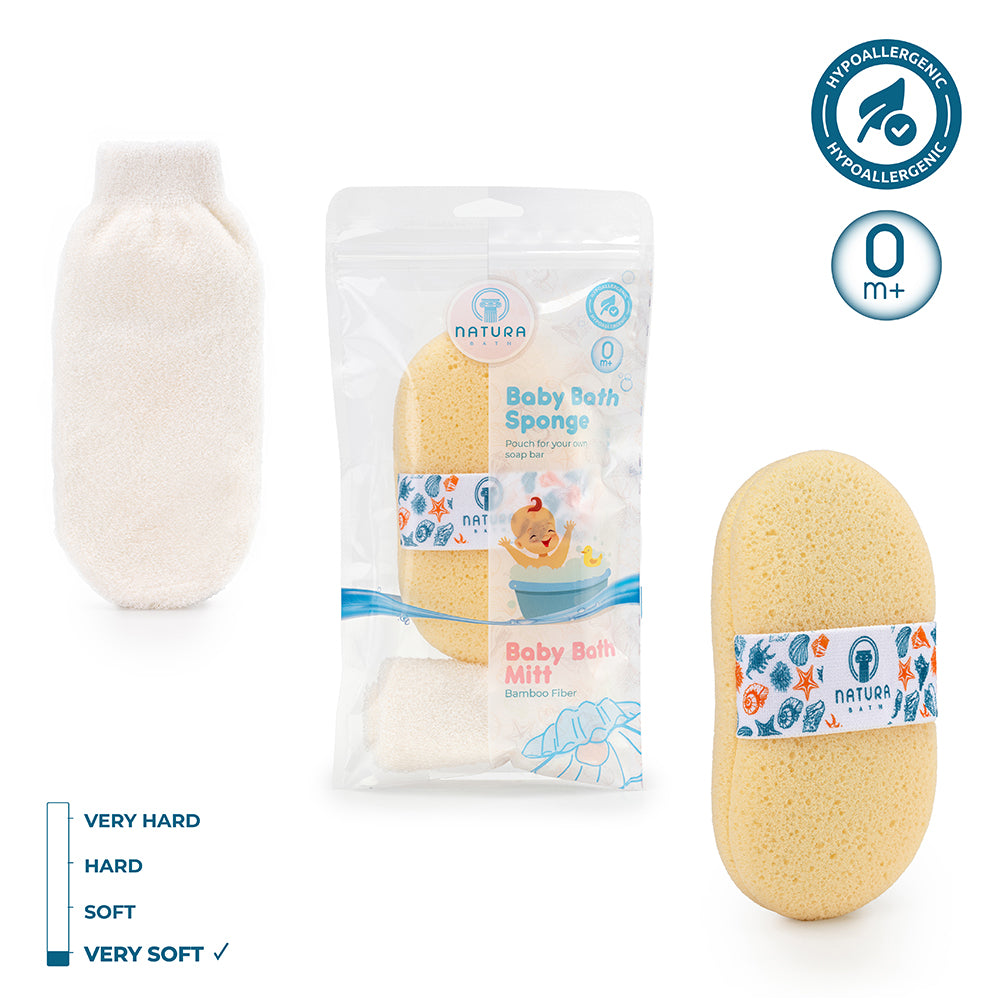 Natural Baby Sponge & Mitt Set - Hypoallergenic